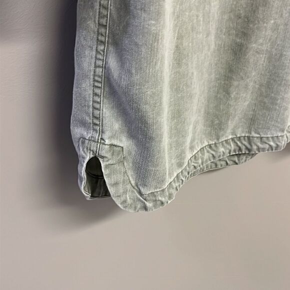 Old Navy Sage Long Sleeve 1/2 Button Down Pullover Rounded Hem Shirt Dress- Sm/T - Picture 8 of 16